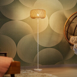 Osram Decor Paper Bale Floor Lamp E27 Beige Boho Style Standing Light - thumbnail 1