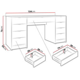 Tireno Bis Modern Grooved Drawer Desk In Black Molet Finish Elegant Workspace Solution - thumbnail 5