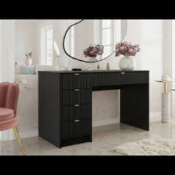 Tireno Bis Modern Grooved Drawer Desk In Black Molet Finish Elegant Workspace Solution - thumbnail 3