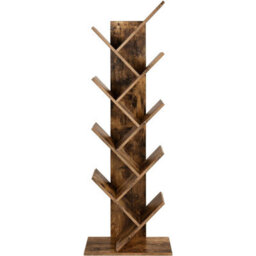 Tree Bookshelf, 8-Tier Floor Standing Bookcase, With Wooden Shelves For Living Room, Home Office, Rustic Brown - thumbnail 2