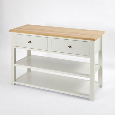 Homestylestore 1215mm Antique White And Oak Bathroom Vanity Unit With Copper Handles - image 1
