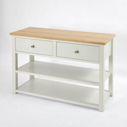 Homestylestore 1215mm Antique White And Oak Bathroom Vanity Unit With Copper Handles - thumbnail 1