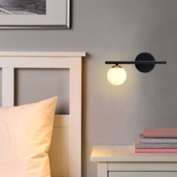 Long Life Lamps Company Modern Indoor Frosted Glass Globe Scone Matte Black Wall Light H3088 With Led G9 Warm White - thumbnail 9
