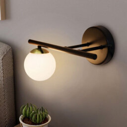 Long Life Lamps Company Modern Indoor Frosted Glass Globe Scone Matte Black Wall Light H3088 With Led G9 Warm White - thumbnail 8