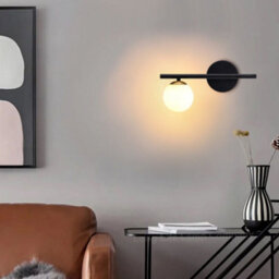 Long Life Lamps Company Modern Indoor Frosted Glass Globe Scone Matte Black Wall Light H3088 With Led G9 Warm White - thumbnail 7