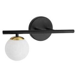 Long Life Lamps Company Modern Indoor Frosted Glass Globe Scone Matte Black Wall Light H3088 With Led G9 Warm White - thumbnail 1