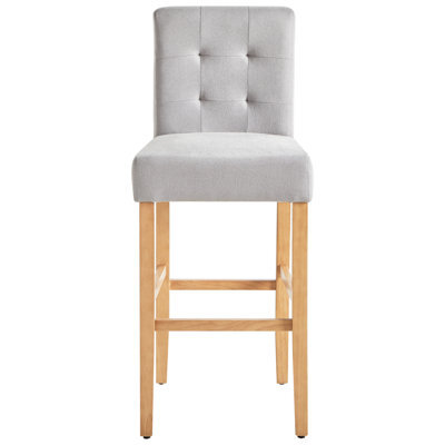 Beliani Grey Tufted Bar Stool Set Of 2 With Footrest - Modern Grey Velvet-Effect Fabric - Pair - image 1