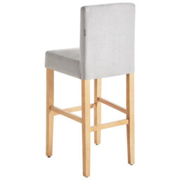 Beliani Grey Tufted Bar Stool Set Of 2 With Footrest - Modern Grey Velvet-Effect Fabric - Pair - thumbnail 6