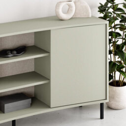 Fwstyle Frem 2 Door Curved Large Sideboard Ash Green Open Shelf (H) 81 (W) 150 (D) 40 - thumbnail 3