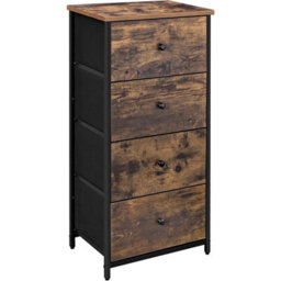 Bedroom Storage Dresser, Fabric Drawer Unit, Tall Metal Frame Chest, Closet Organizer, Rustic Brown And Ink Black - thumbnail 8