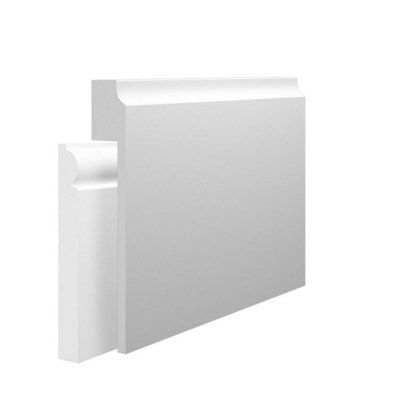 Skirting World Edge 1 Mdf Skirting Board Cover - 95mm X 25mm X 4200mm, Primed (Pack Of 2)