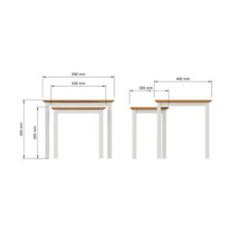 FWSTYLE Oak Nest Of 2 Tables Cream Linen Ready Assembled - thumbnail 9
