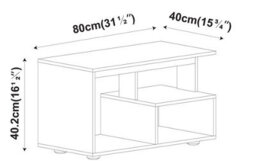Urbn-Living Urbnliving 80Cm Height Rustic Brown & Black Wooden Side Coffee Table With Storage Shelves Tv Stand - thumbnail 4