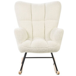 Beliani Rocking Chair Oulu Boucle White - thumbnail 5