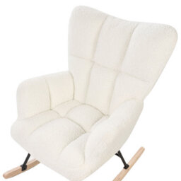 Beliani Rocking Chair Oulu Boucle White - thumbnail 6