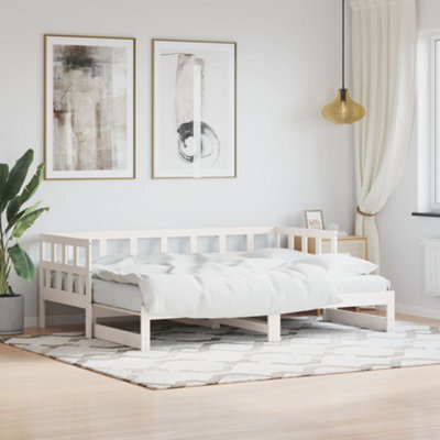 Berkfield Daybed With Trundle White 90X190 Cm Solid Wood Pine - image 1