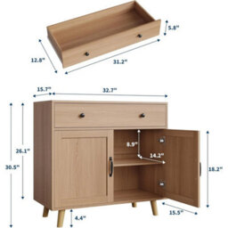 Buffet Sideboard Cabinet W Drawer Storage Coffee Bar Kitchen Table - thumbnail 2