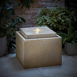 Valuelights Solar Power Natural Square Outdoor Garden Water Fountain Feature