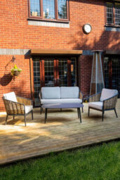 Sh&g Bolingbroke 4 Seat Garden Furniture Set - 4 Piece Table, Sofa & Chairs - Aluminium & Brown Rattan With Beige Cushions - thumbnail 2