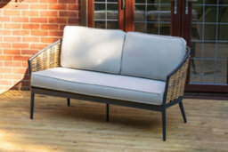 Sh&g Bolingbroke 4 Seat Garden Furniture Set - 4 Piece Table, Sofa & Chairs - Aluminium & Brown Rattan With Beige Cushions - thumbnail 3