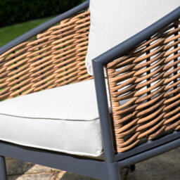 Sh&g Bolingbroke 4 Seat Garden Furniture Set - 4 Piece Table, Sofa & Chairs - Aluminium & Brown Rattan With Beige Cushions - thumbnail 6