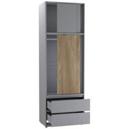 Urbn-Living Urbnliving 240Cm Oak Style Sliding Door Wardrobe Large Bedroom Closet Grey Carcass Oak Doors - thumbnail 6