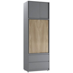 Urbn-Living Urbnliving 240Cm Oak Style Sliding Door Wardrobe Large Bedroom Closet Grey Carcass Oak Doors - thumbnail 5