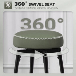 Homcom Swivel Bar Stools Set Of 2, Pu Leather Barstools With Footrest - thumbnail 4
