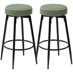 Homcom Swivel Bar Stools Set Of 2, Pu Leather Barstools With Footrest - thumbnail 2