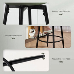 Homcom Swivel Bar Stools Set Of 2, Pu Leather Barstools With Footrest - thumbnail 6