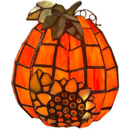 "Pumpkin Sunflower Tiffany Style Stained Glass Accent Table Lamp For Home Decor (Orange, 3.9"" D X3.9"" W X 4.7"" H)"
