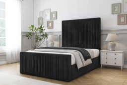 "Sloomy Kingsley Black Naples Bed Frame With Mattress With 50"" Upholstered Headboard 4'6 Double" - thumbnail 2