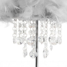 Happy Homewares Chandelier Style Soft Grey Feather Table Lamp With Waterfall Drops - thumbnail 3