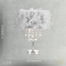 Happy Homewares Chandelier Style Soft Grey Feather Table Lamp With Waterfall Drops - thumbnail 5