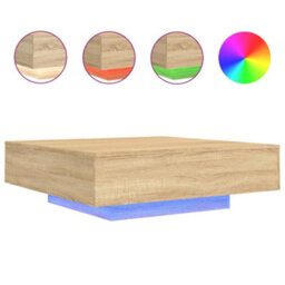 Berkfield Coffee Table With Led Lights Sonoma Oak 100X100X31 Cm - thumbnail 2