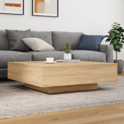 Berkfield Coffee Table With Led Lights Sonoma Oak 100X100X31 Cm - thumbnail 4