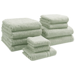 Beliani Set Of 11 Towels Atai Cotton Light Green