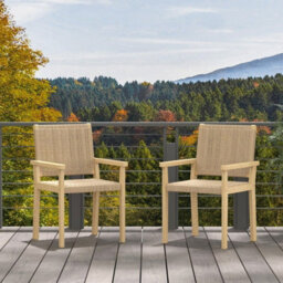 Gainoom Patio Chairs Set Of 2 Indoor Outdoor Dining Chair Well-Woven Armchair Wood Frame - thumbnail 3