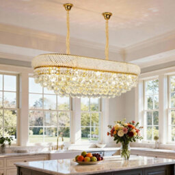 Vrygle 86Cm Oval Crystal Chandeliers 10 Lights Adjustable Height Crystal Ceiling Light Fixture For Kitchen Island - thumbnail 7