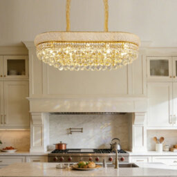 Vrygle 86Cm Oval Crystal Chandeliers 10 Lights Adjustable Height Crystal Ceiling Light Fixture For Kitchen Island - thumbnail 8