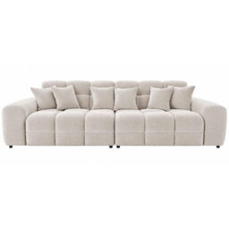 Furnishings For Less UK Jenson Natural 4 Seater Plush Velvet Sofa With Deep Seats & Boxed Arms - thumbnail 1