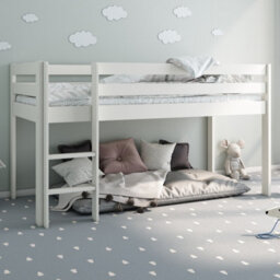 Flair Noomi Nora Midi Wooden Midsleeper Frame Only - White - thumbnail 1