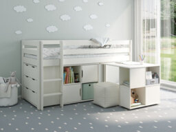 Flair Noomi Nora Midi Wooden Midsleeper Frame Only - White - thumbnail 4