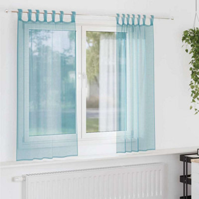 Berkfield Voile Curtains With Loops 2 Pcs Turquoise 140X175 Cm - image 1