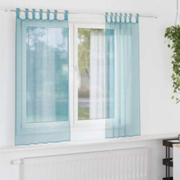 Berkfield Voile Curtains With Loops 2 Pcs Turquoise 140X175 Cm