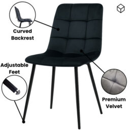 Kosy Koala Modern Dining Table Set With 6 Black Tufted Velvet Chairs Dining Room Furniture - thumbnail 5