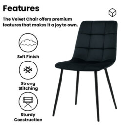 Kosy Koala Modern Dining Table Set With 6 Black Tufted Velvet Chairs Dining Room Furniture - thumbnail 4