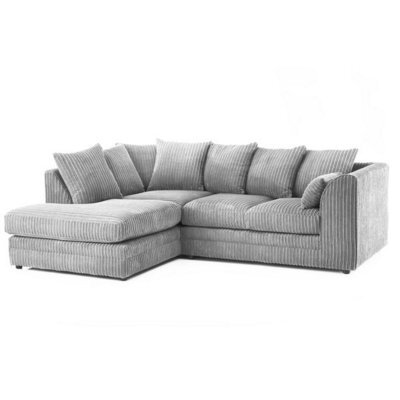 Furnishings For Less UK Luxor Jumbo Cord 4 Seater Corner Sofa Silver Left Hand Facing - image 1
