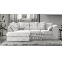 Furnishings For Less UK Luxor Jumbo Cord 4 Seater Corner Sofa Silver Left Hand Facing - thumbnail 5