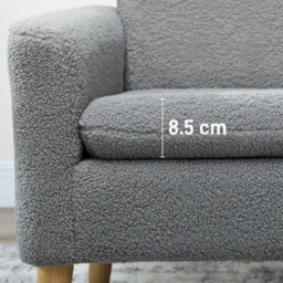 Homcom Modern Accent Chair With Wood Legs, Wide Seat, Teddy Armchair, Grey - thumbnail 7